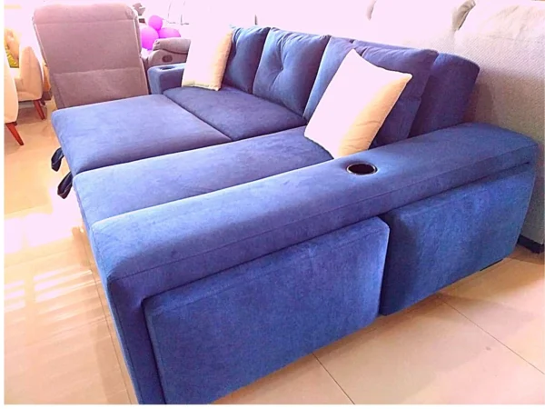 Sala sofá cama azul