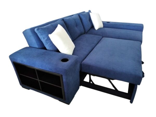 Sala sofá cama azul
