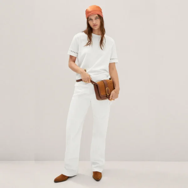 Embroidered White Cotton T-Shirt - Imagen 2