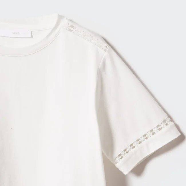 Embroidered White Cotton T-Shirt - Imagen 6