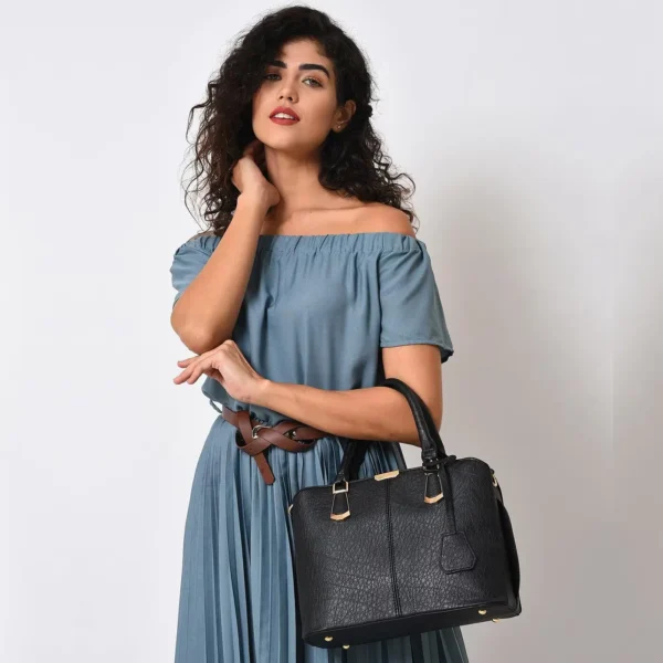 Women's Leather Handbag (Black) - Imagen 2