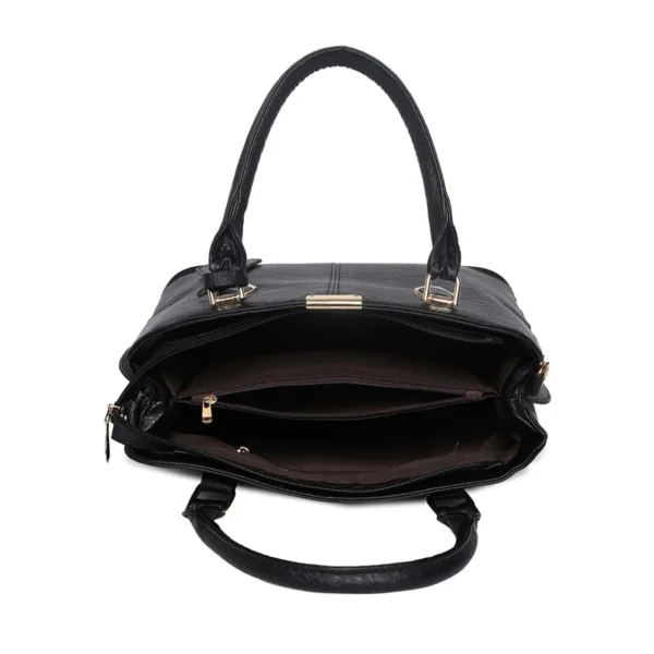 Women's Leather Handbag (Black) - Imagen 4