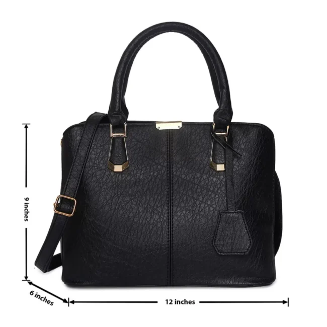 Women's Leather Handbag (Black) - Imagen 5