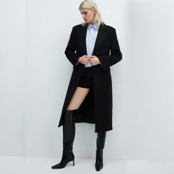 Black Croc-Effect Based Stiletto Boots - Imagen 3